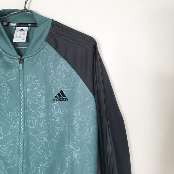 Adidas Embossed Floral Track Jacket Green Size Large - Picture 6 of 10